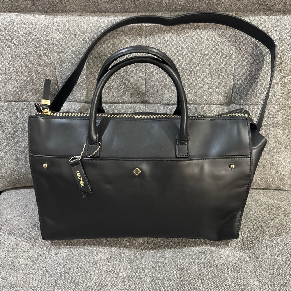 Antonio Melani Bag Black Leather Satchel Large Top Handle Handbag Design